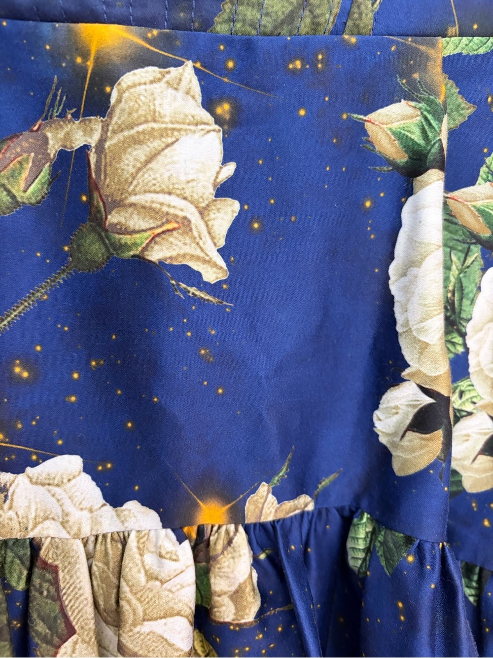 Alice + Olivia Navy Floral High-Low Midi Dress with Cream Accents NWT - Picture 8 of 9